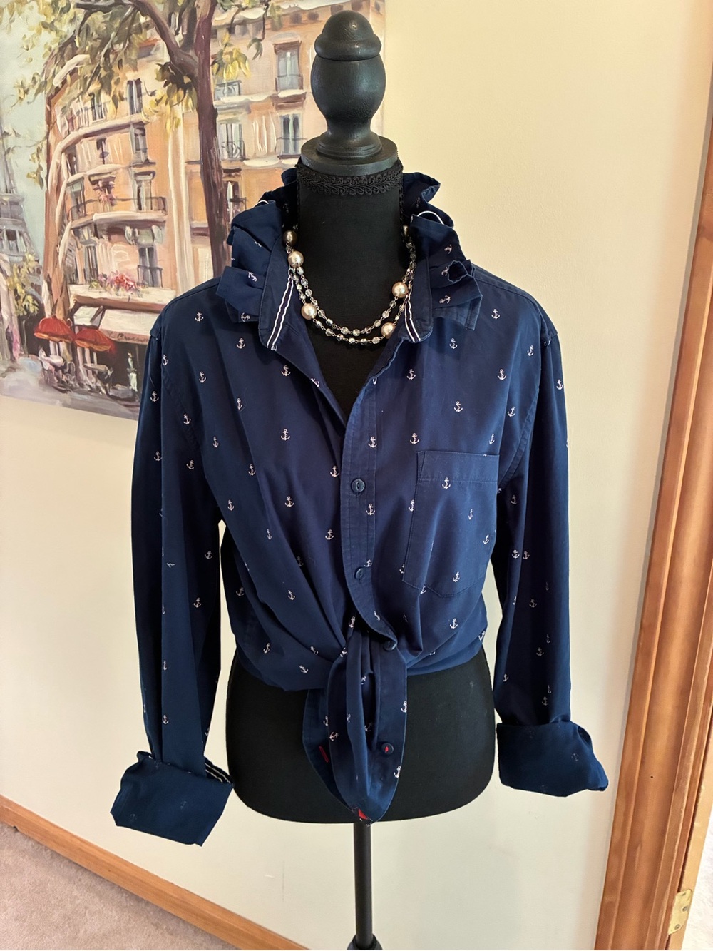 Denim & Flower Navy Anchor Print Button-Down Shirt